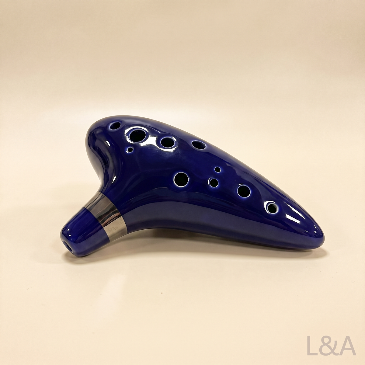 12-Hole Ceramic Ocarina - cream background