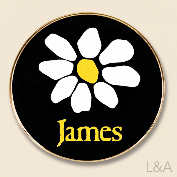 James Rock Band Pin Brooch - cream background