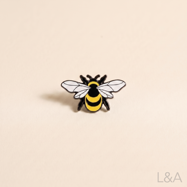 Bee Enamel Pin - cream background