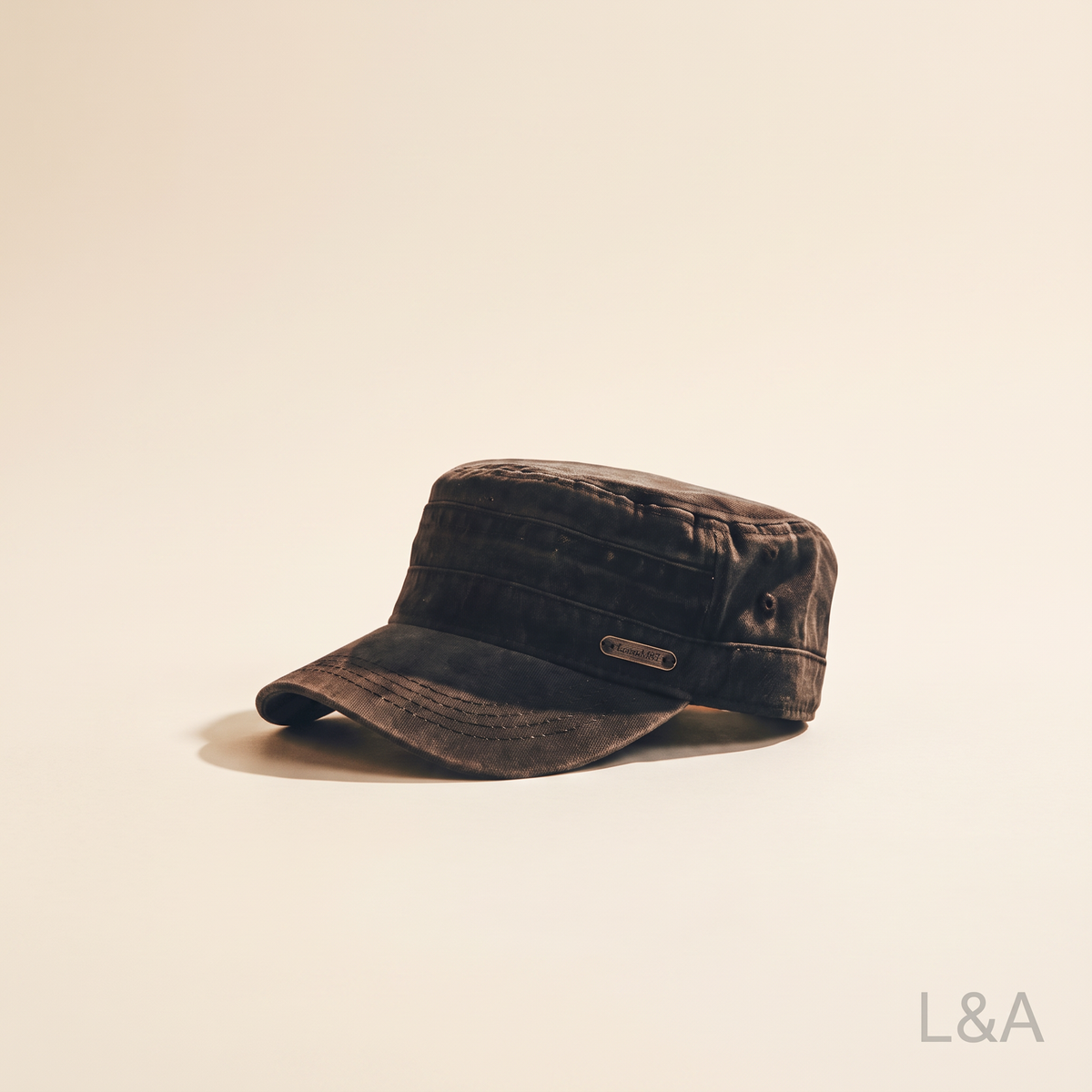 Vintage Flat Brim Sun Hat - cream background