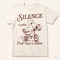 Silence Is Golden Tape Print T-Shirt - crisp print, clean colors