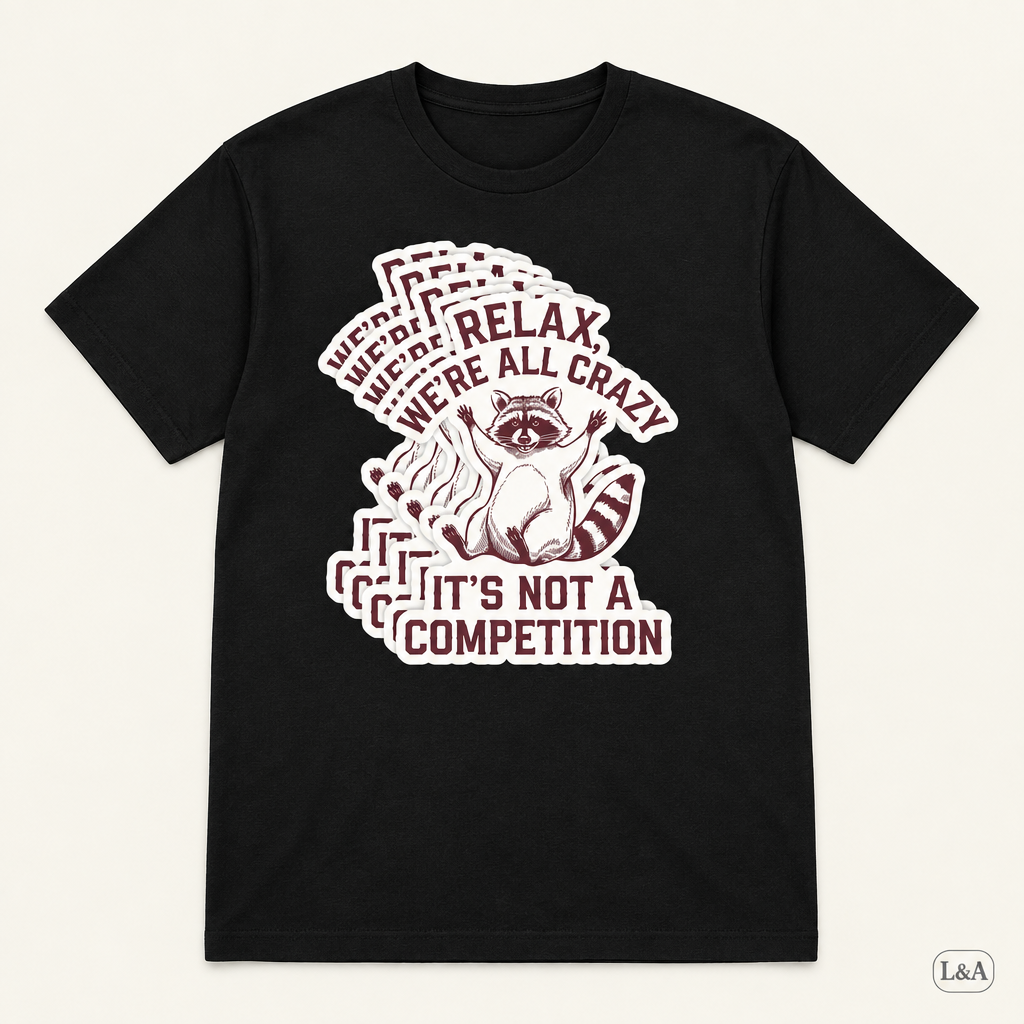 "Relax We're All Crazy" Raccoon Tee