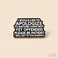 "Sorry I Would Like To Apologize" Brooch Pin