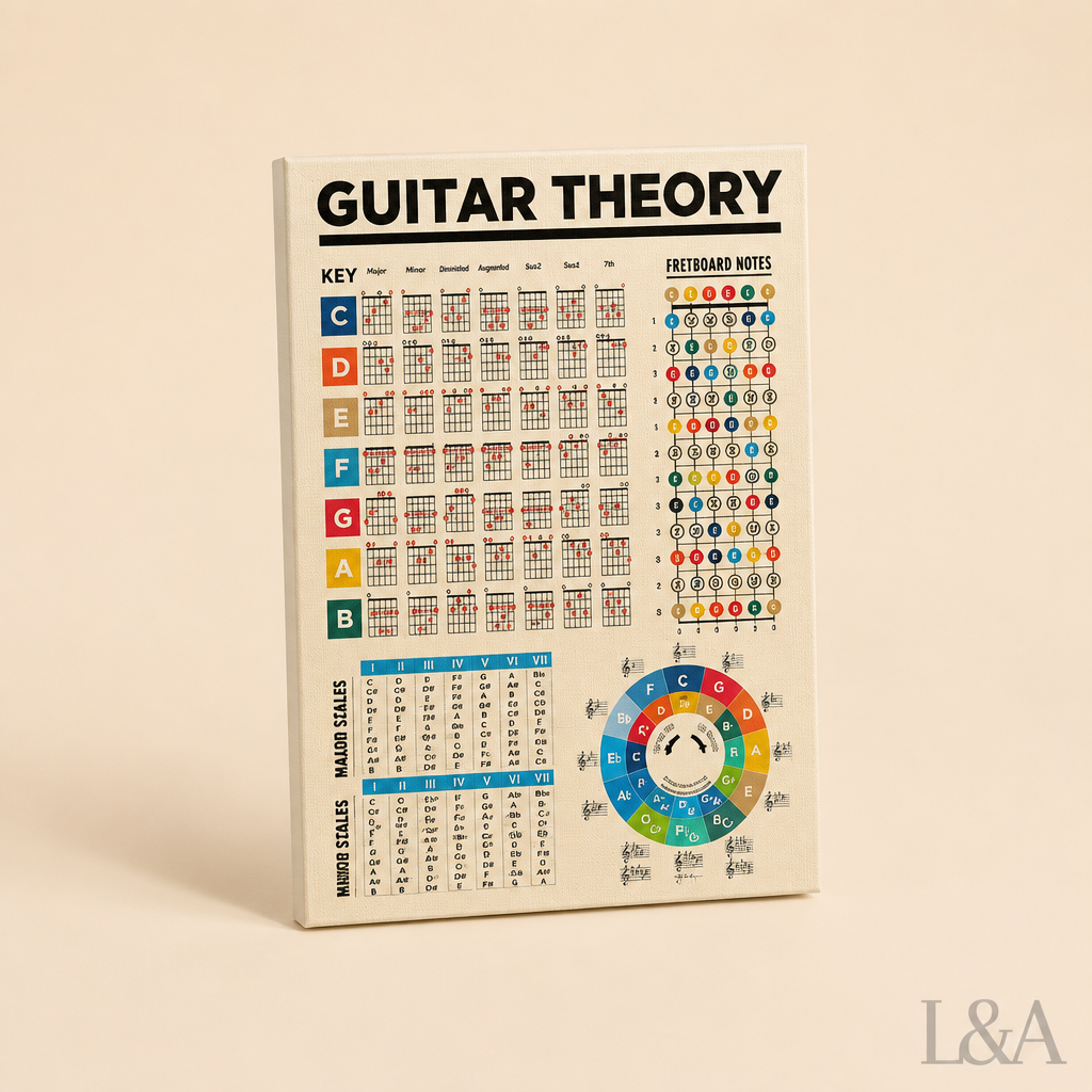 Guitar Theory Chord Chart Canvas Poster