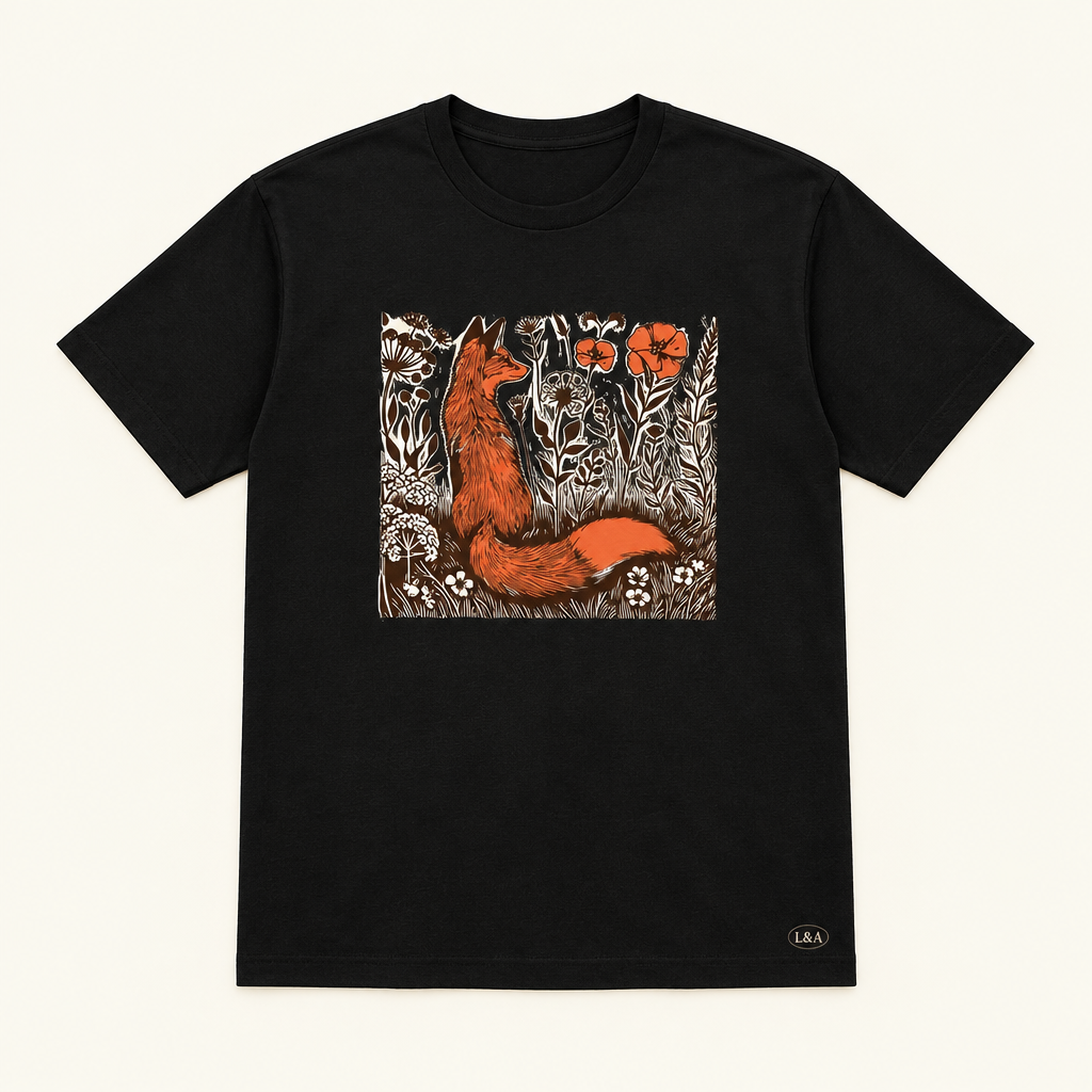 Fox and Floral Print Tee