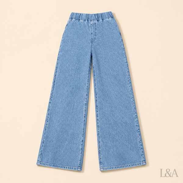 Wide-Leg Stretchy Jeans
